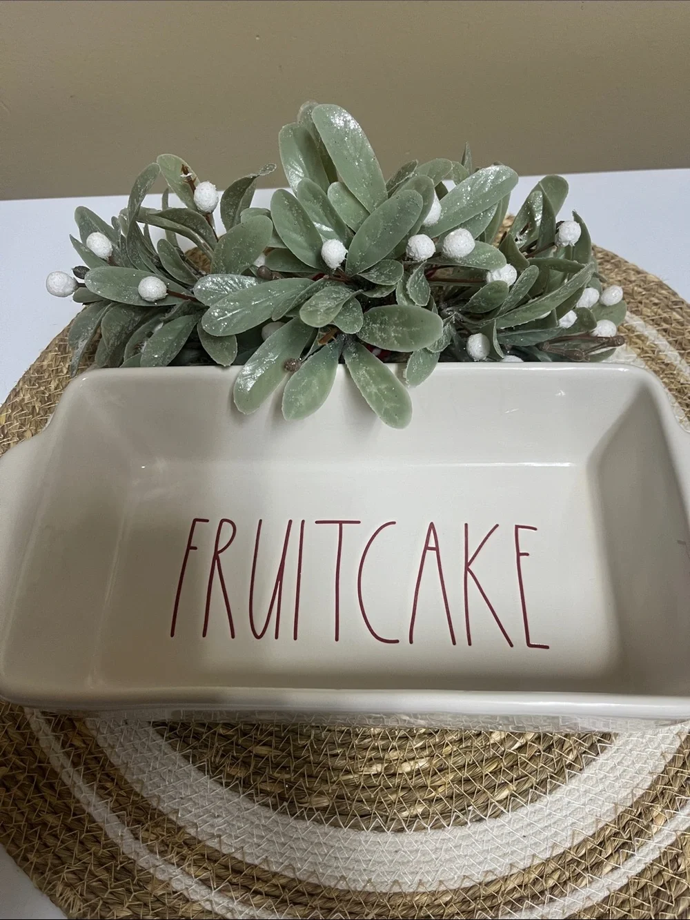 Rae Dunn “Holiday Fruitcake”Loaf Pan in good condition